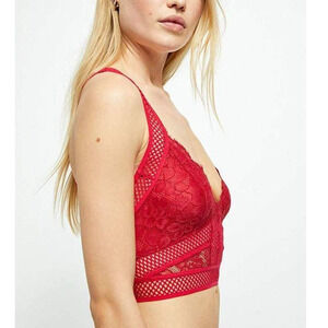 NEW Intimately Free People XS Sitting Pretty Bralette Apple Valley Red Open Back